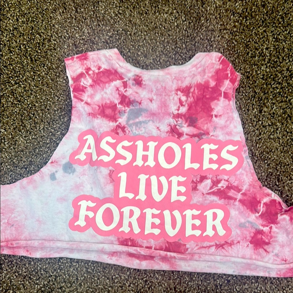 Assholes Live Forever Tie-Dye crop